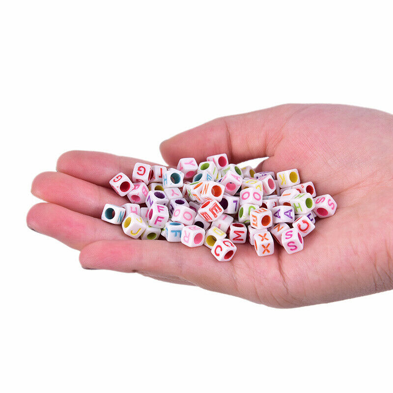 Mixed 6mm Acrylic Beads 100pc Square Alphabet Letter Charms DIY Jewelry M.l8