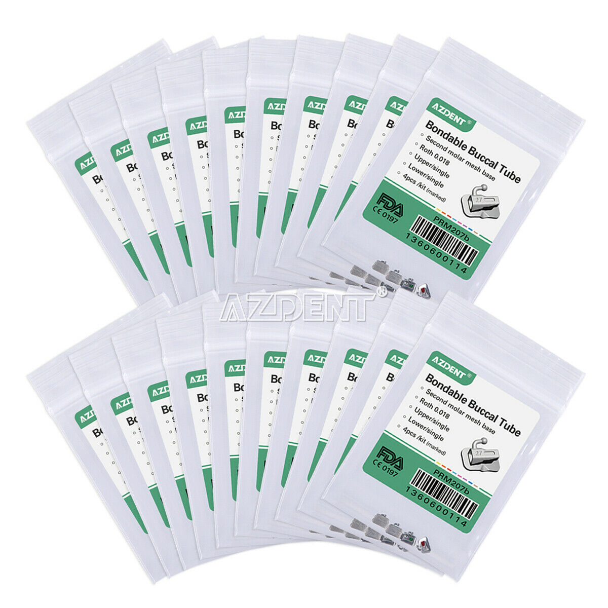 50X AZDENT Dental Orthodontic 2nd Molar Buccal Tube Bondable Non-Conv Roth.018