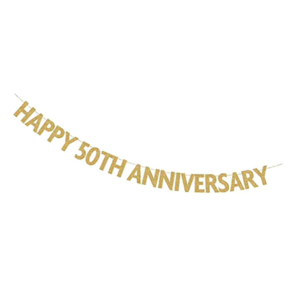 Glitter 50th Bunting Banner Anniversary Birthday Wedding Party Hanging Sign