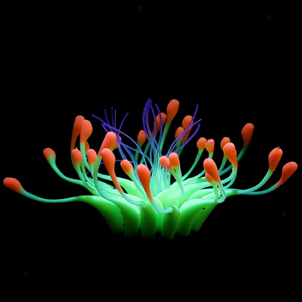 Aquarium Reptile Terrarium Silicon Coral Flower Fish Tank Ornament Orange