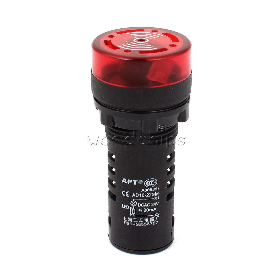2PCS 24V Red LED Active Buzzer Accident Signal Indicator Lamp AD16-22SM New