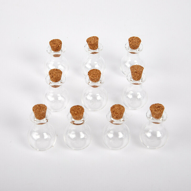10Pcs Mini Glass Wishing Bottle With Cork Stoppers Clear Small Wishing Bott JY