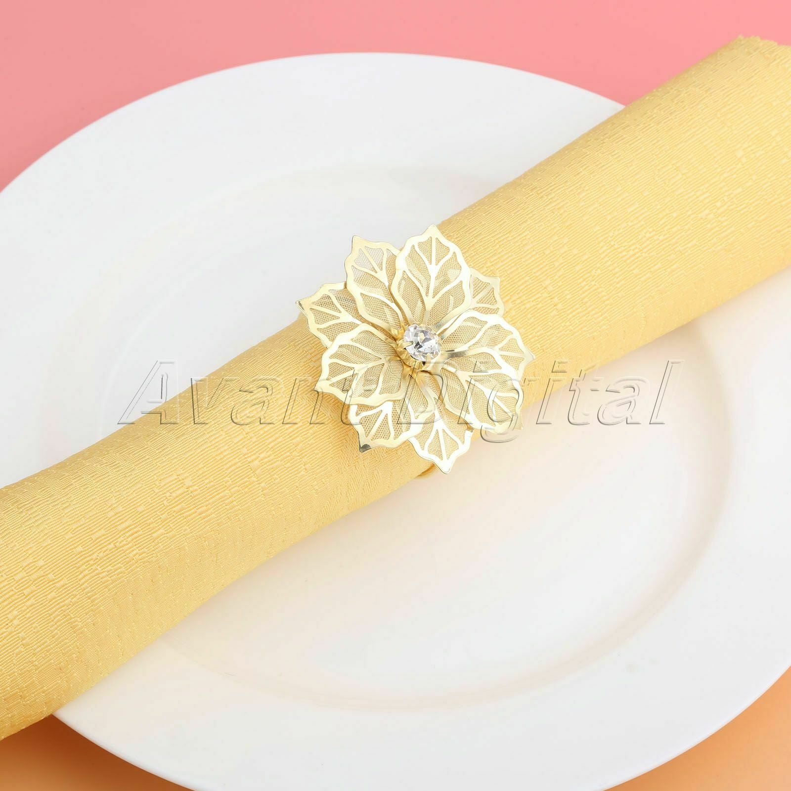 6pcs Flowers Napkin Rings Serviette Holder Dinner Party Wedding Table Decoration