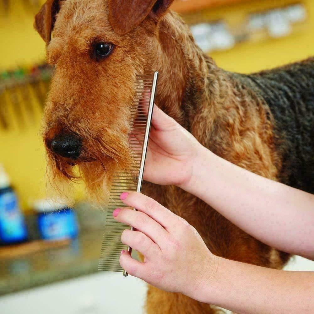 Pet Comb Dog Cat Metal Double Row Teeth Brush Grooming Hair Comb Fur Rake Tool