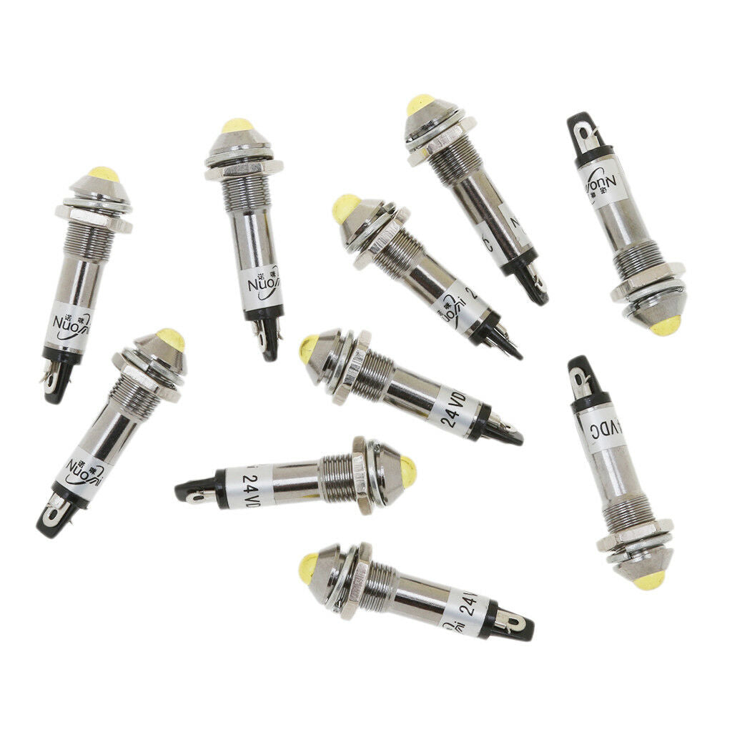 3 Sets of 10pcs LED 8mm Car Panel Indicator Light Lamp 24V Green Red Yellow
