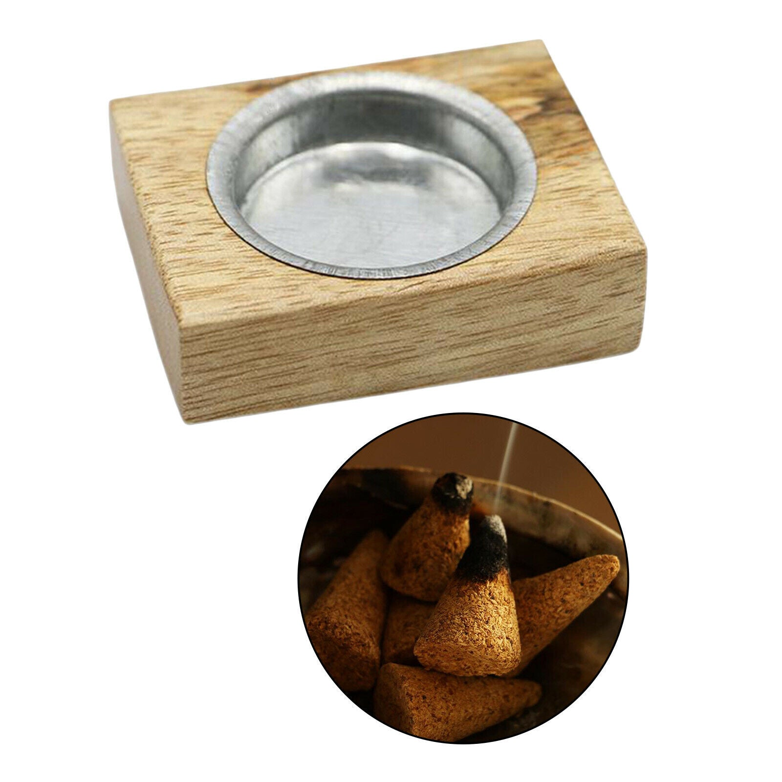 Wooden Ash Catcher for Cone Incense Burner Stick Candle Wax Holder Home Use