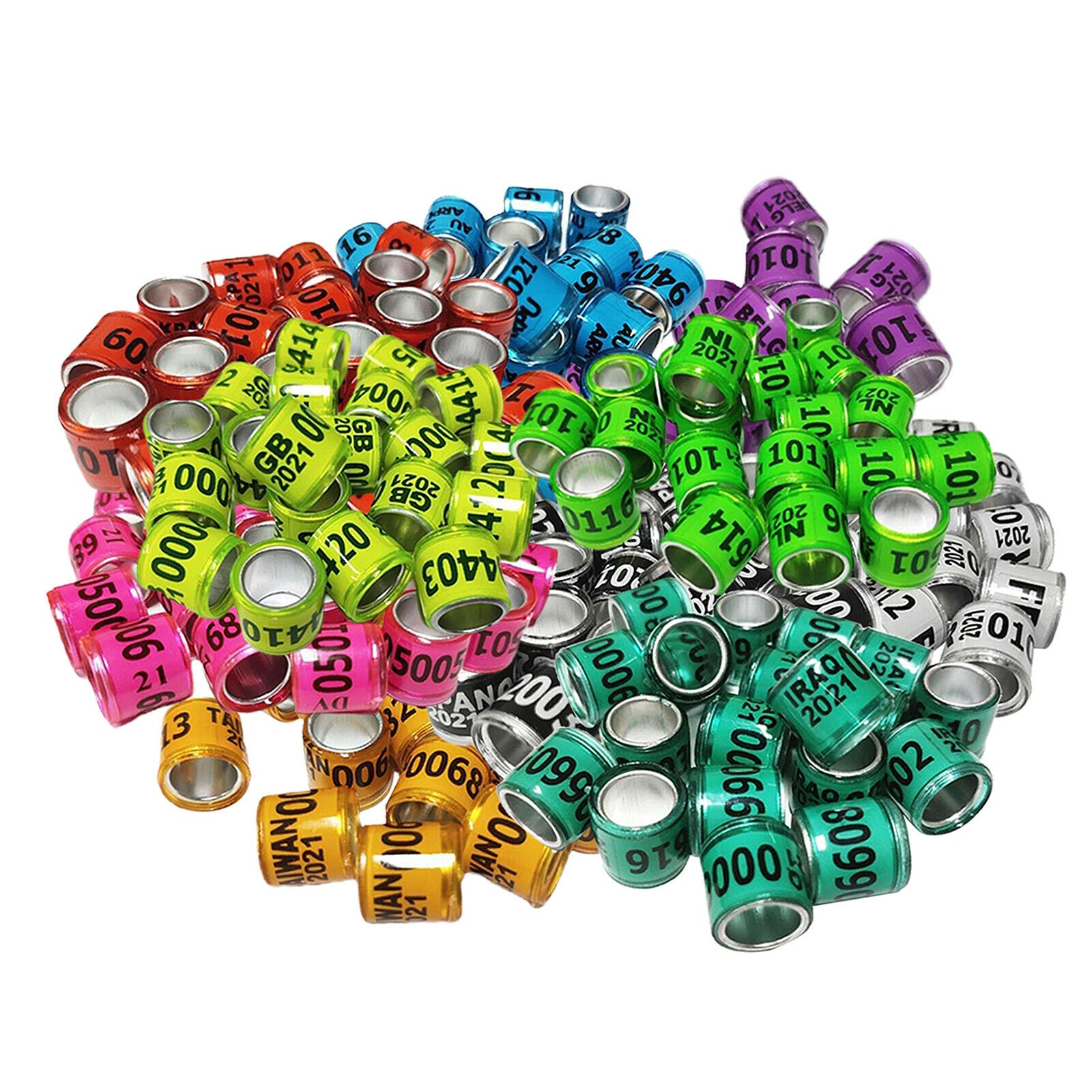 300Pcs 2021 Aluminium Racing Pigeon Leg Rings Bands Numbered 8mm for Poultry