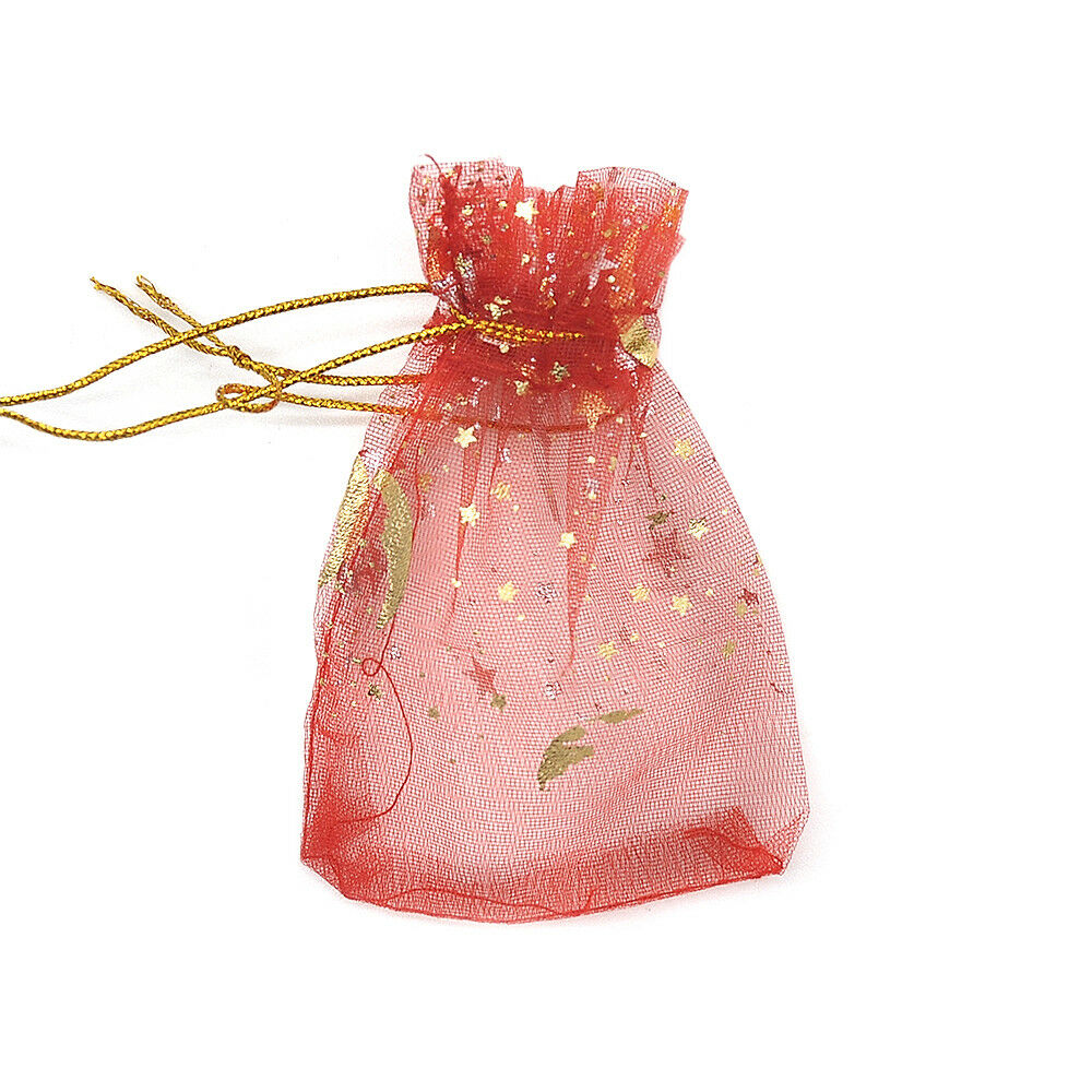 100Pc/set Moon Star Organza Gift Bags Wedding Jewelry Drawstring Party Pouches