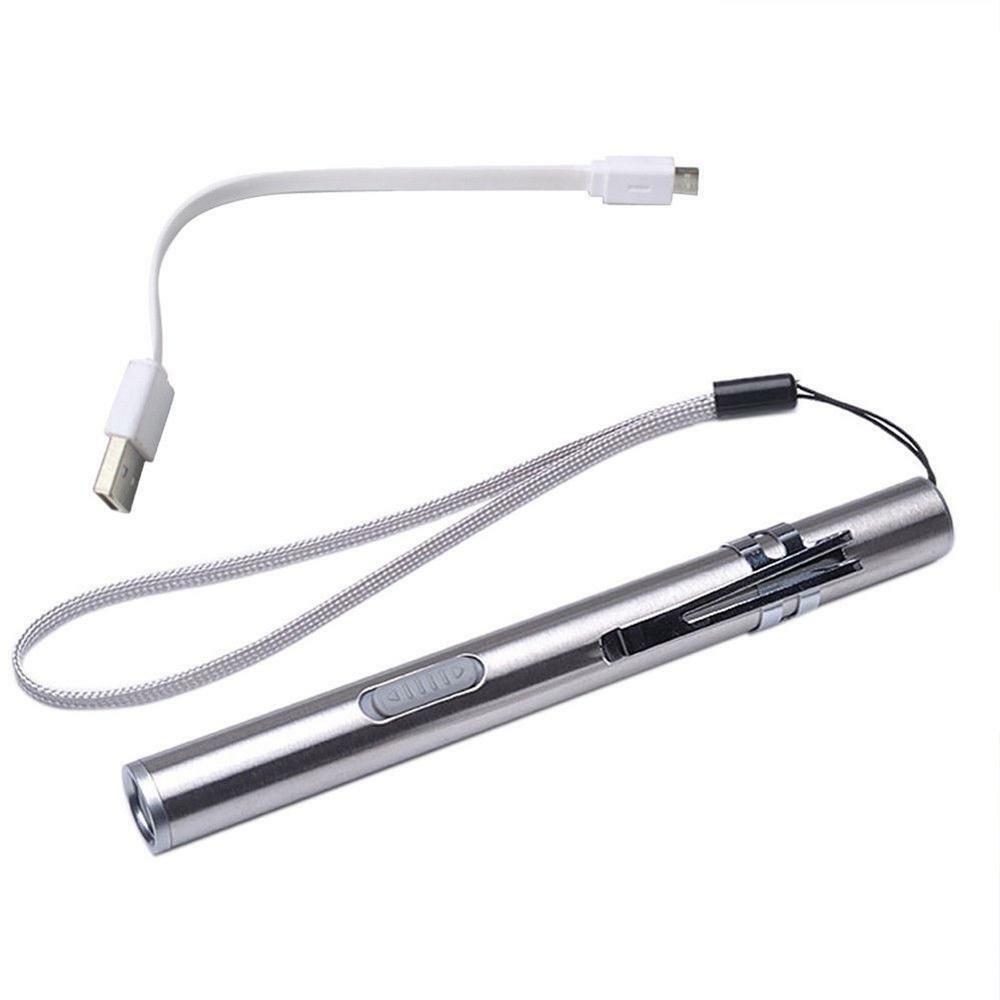 500lm Pen Size Q5  Lamp Flashlight White LED USB Rechargeable Pocket Torch