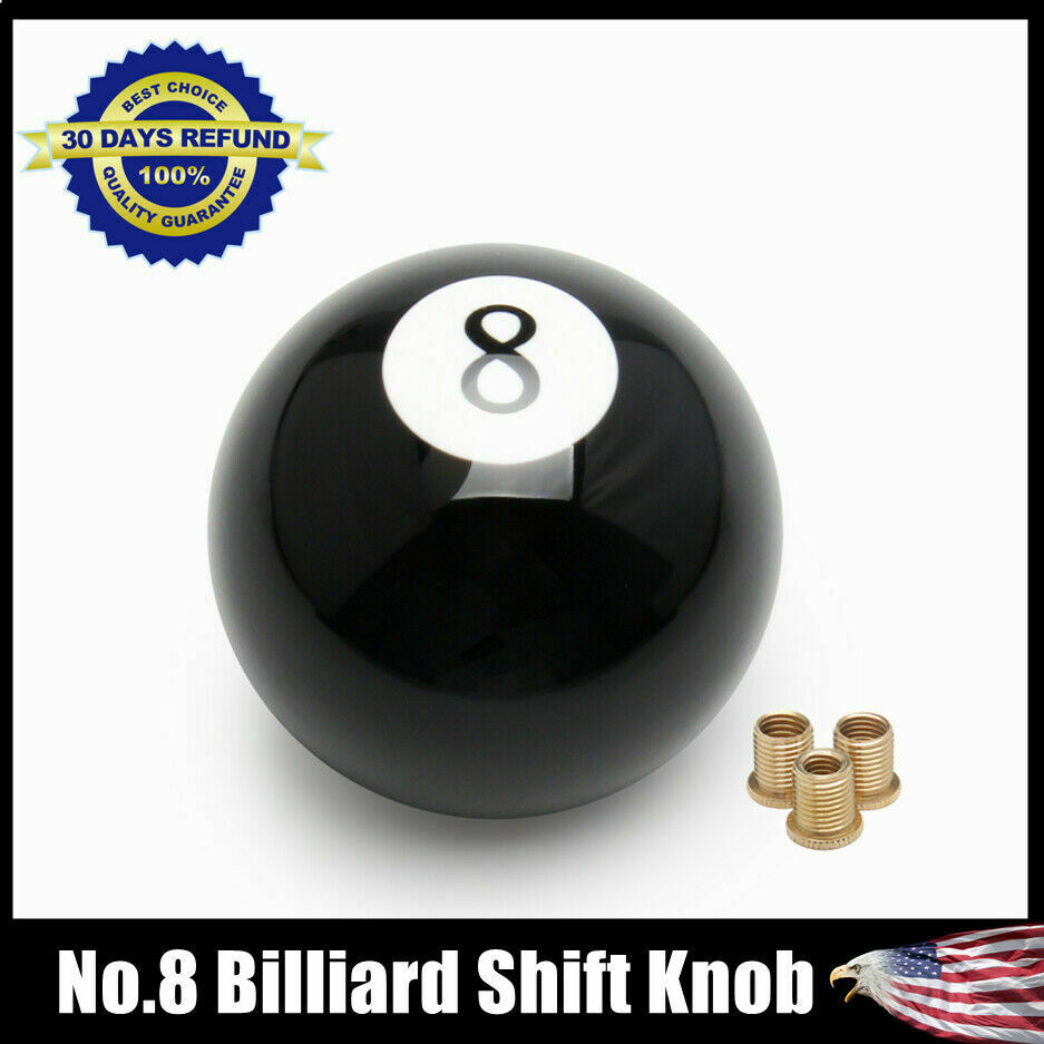 No.8 Billiard Ball Round Universal Custom Gear Shifter Shift Knob w/ 3 Adapters