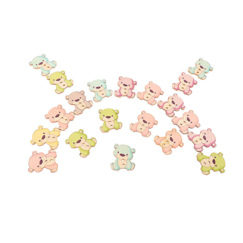 50pcs cartoon Color bear wooden buttons children education handmade stickersFCA