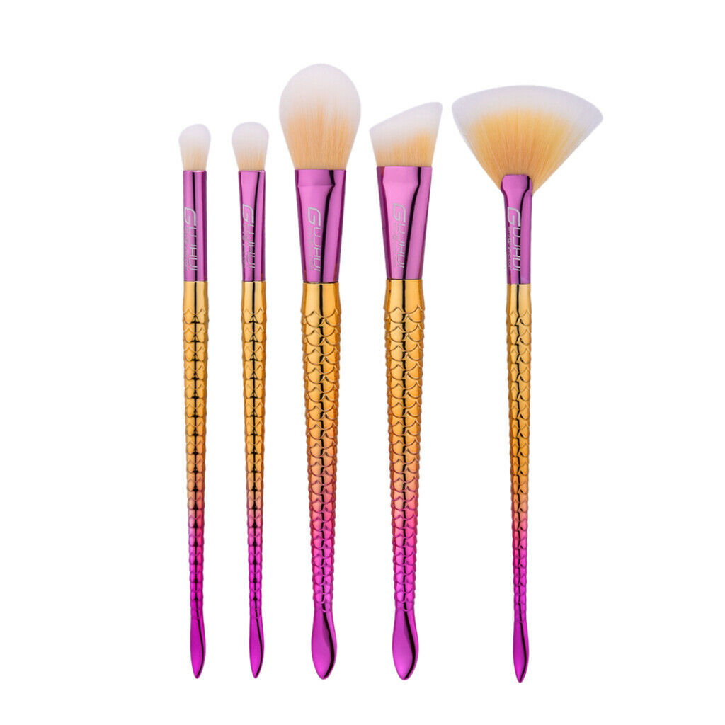 5 Pieces Beauty Mermaid Make Up Brushes Powder Foundation Eyebrow Blush Tool
