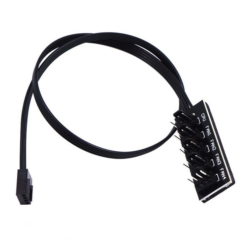 1 To 5 4-Pin PWM CPU Fan HUB Cooling Splitter Adapter Braided Power Cable .l8