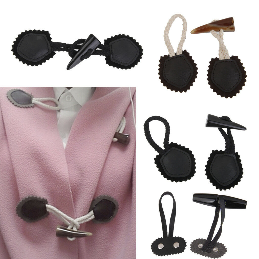 1 Pair PU Loops with Toggle Fastener Duffle Buttons Overcoat Repair Craft