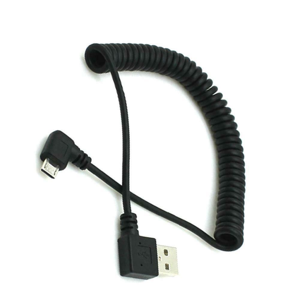 1.5m / 5ft 90 ° Angle Spiral Coiled USB 2.0 A Male to Micro USB B Cable Black
