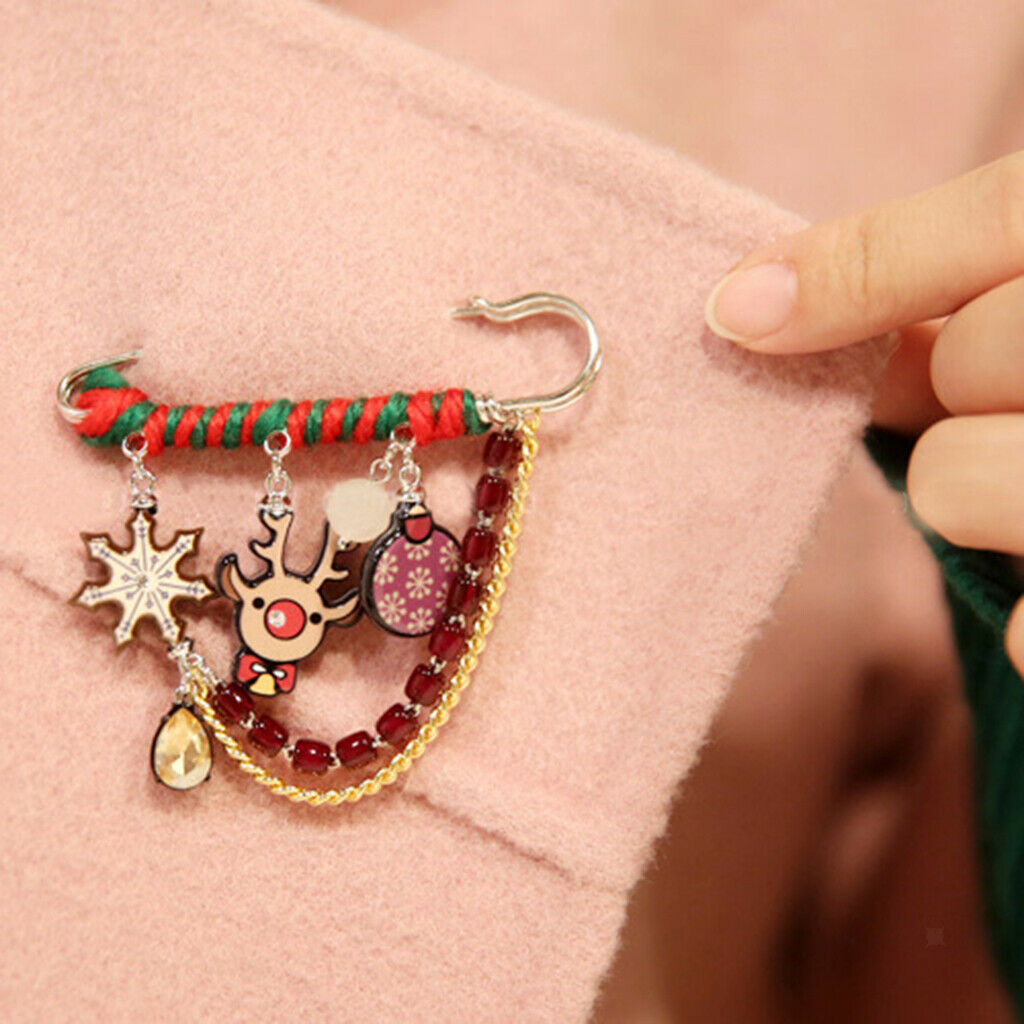 10 Pieces Large Safety Pin DIY Dangle Findings with 3 Loops Crafting Sewing Pin