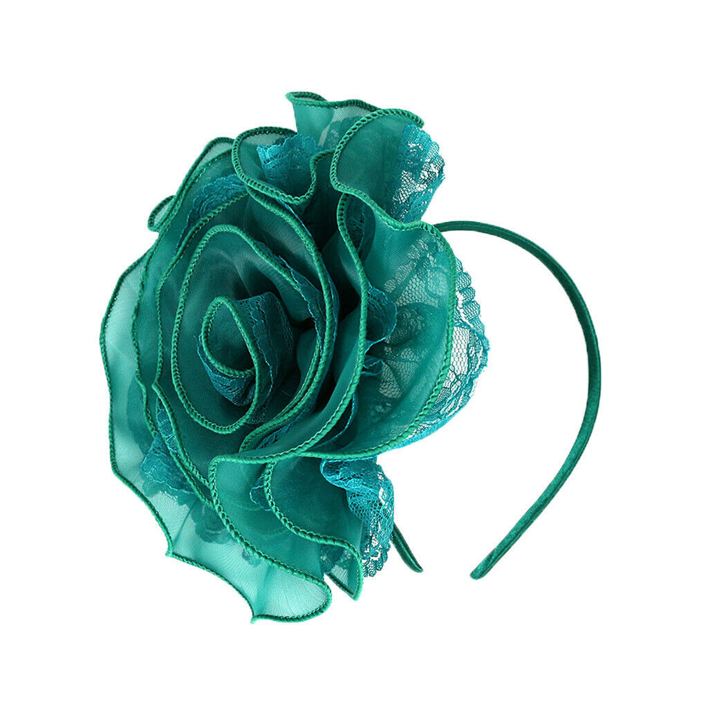 Flower Lace Headband Fascinator Wedding Bridal Royal Ascot Headwear Green