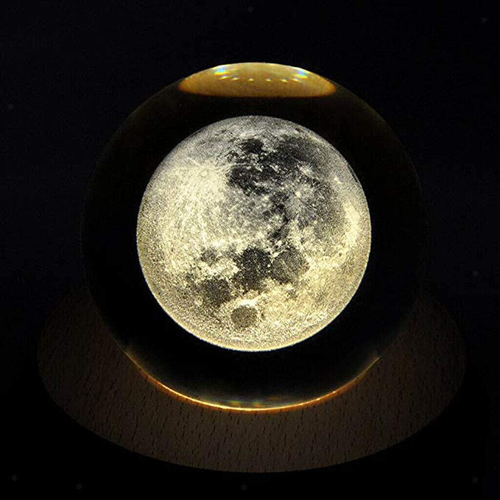 Solar System Crystal Ball Clear Moon Glass Balls 80mm (3.15 inch) for Home