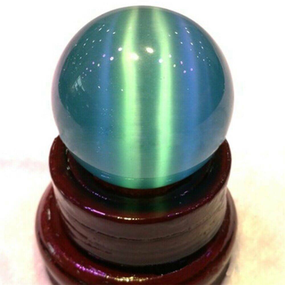 US Blue Cat's-eye Opal Natural Quartz Crystal Healing Stone Ball Sphere - 20mm
