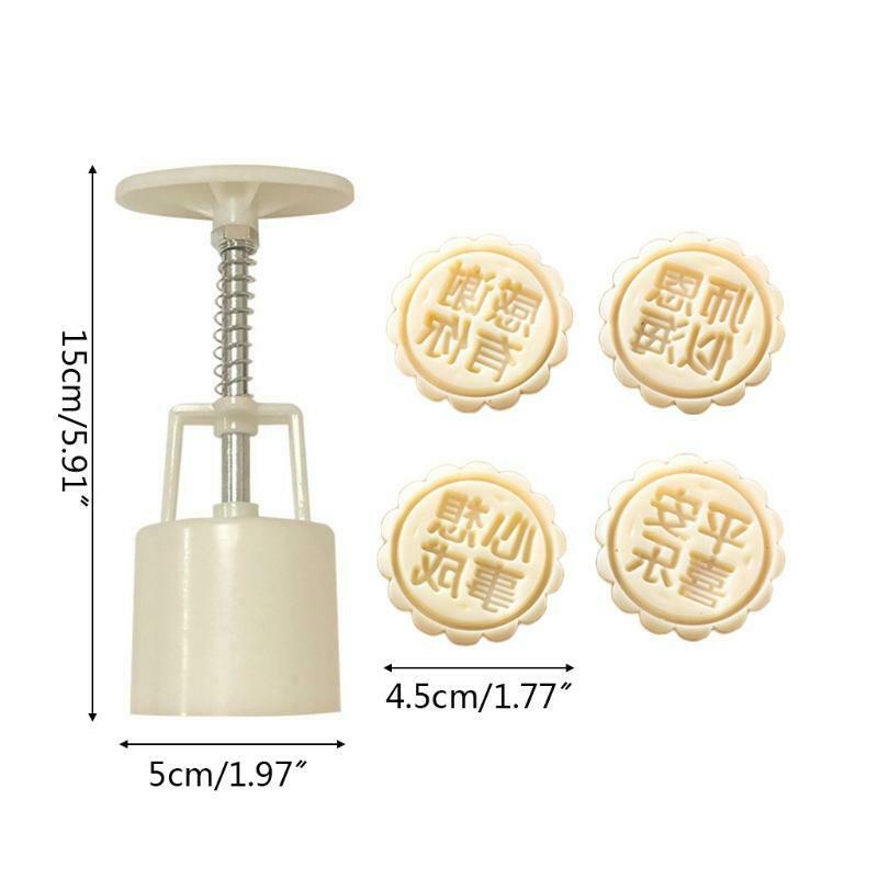 Round Side Mooncake Stampe Hand-pressing Plastic Mooncake Mold Express Gratitude