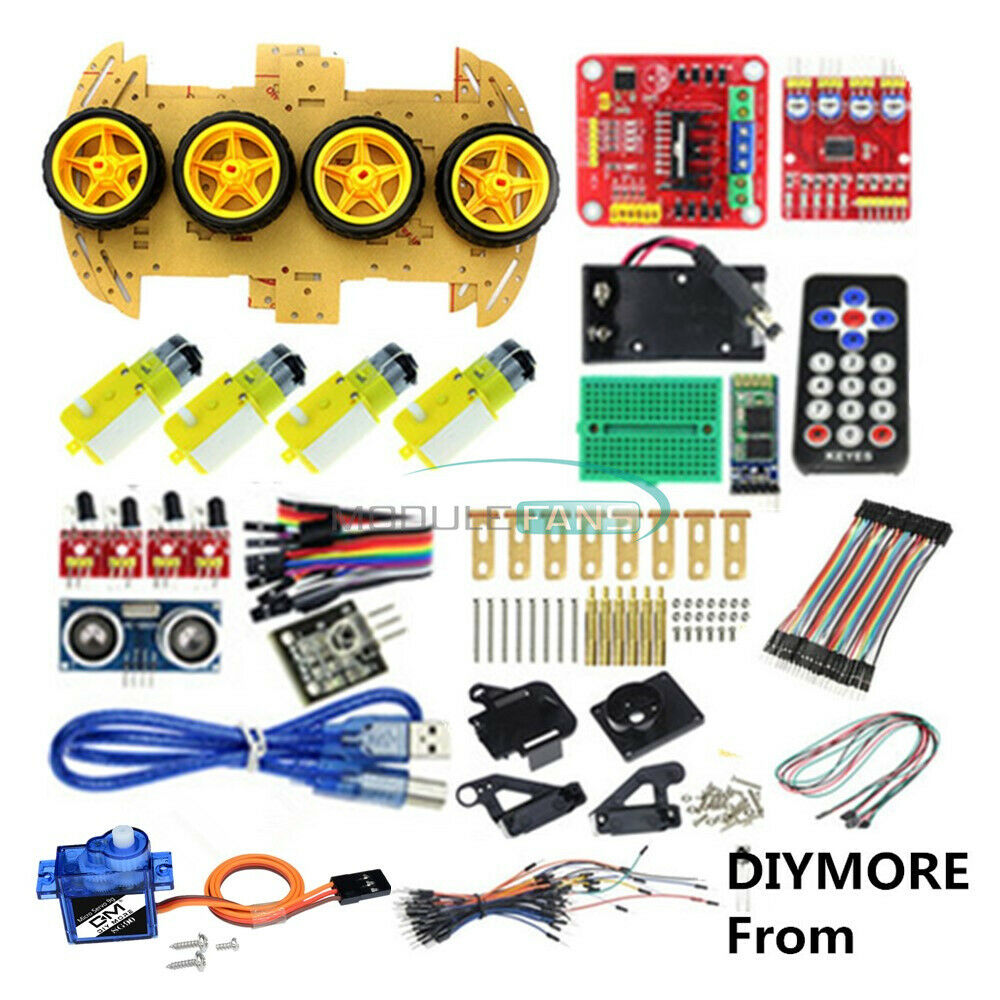 Atmega328P Smart Car Kits + UNO R3 + Nano V3.0 I/O Shield + L298N Motor Driver