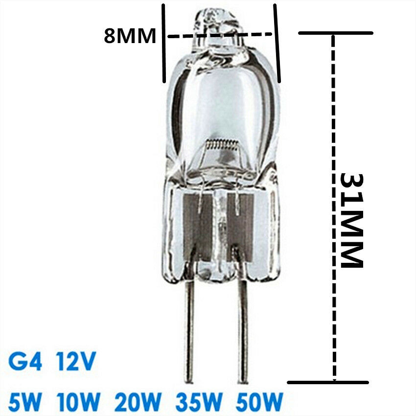 20Pcs Halogen Bulb G4 Lamp Beads 12V 5/10/20/35 Crystal Lamp Two Pin Small Bulb