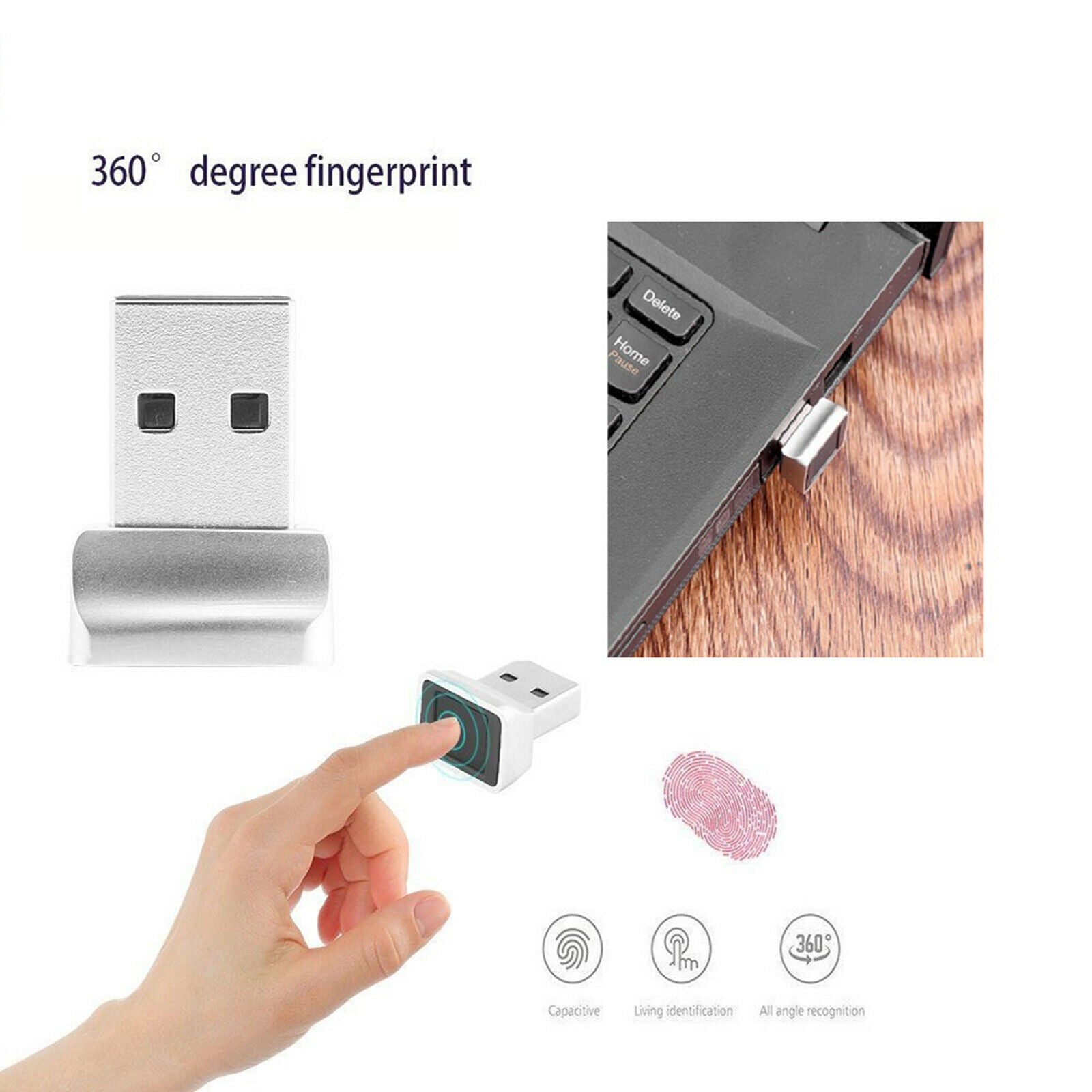 USB Fingerprint Reader Login Matching Laptops Sign-in Lock Security Key