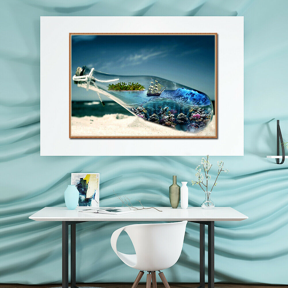 Sea Bottle DIY Full Drill Round Diamond Painting Embroidery Cross Stitch  @