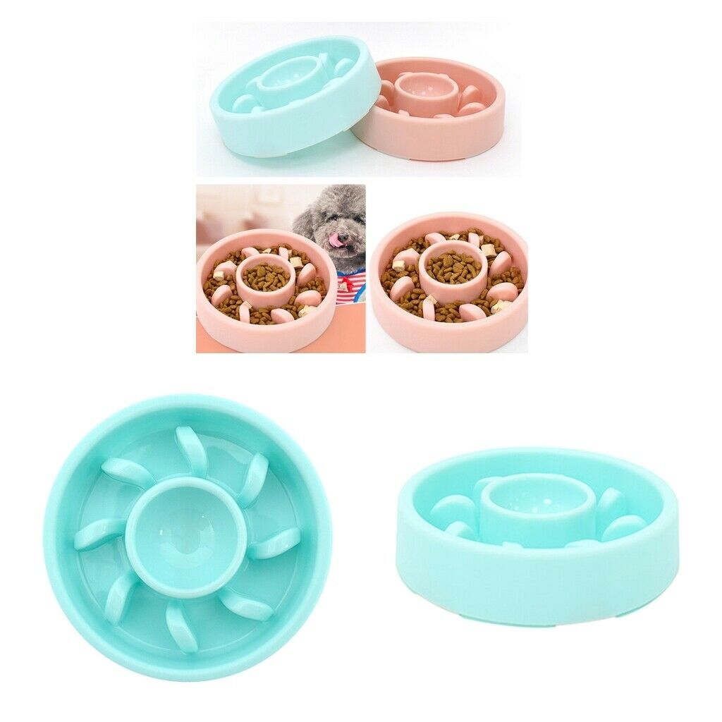2x Dog Slow Feeder Dog Cat Anti-Gulping Food Bowls Preventing Choking Green