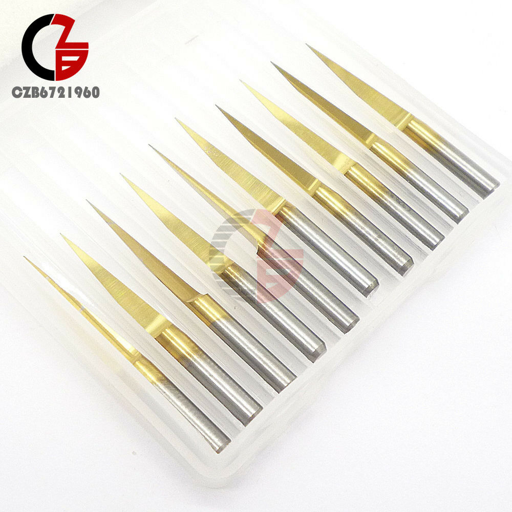 Flat Bottom 3.175mm Engraving Router Tool CNC Carbide PCB Bits 10° 0.1mm V-Shape