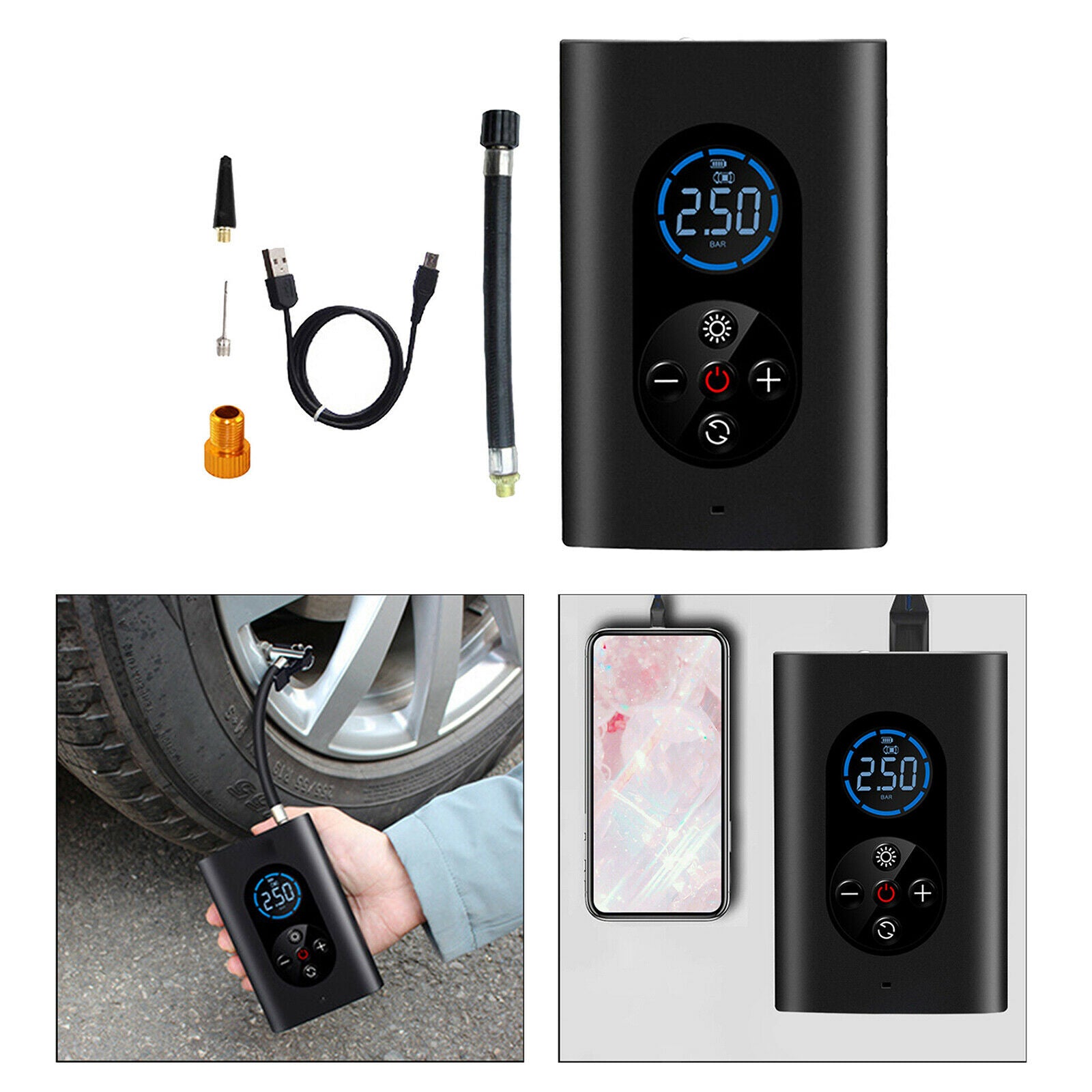 Wireless 150PSI Mini Air Inflator Smart Display for Football Car Tires Balls