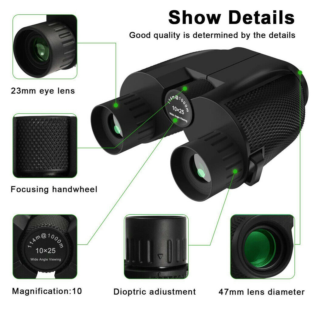 Waterproof All-optical BAK4 Portable 10x25 Binoculars Telescope For Hunting