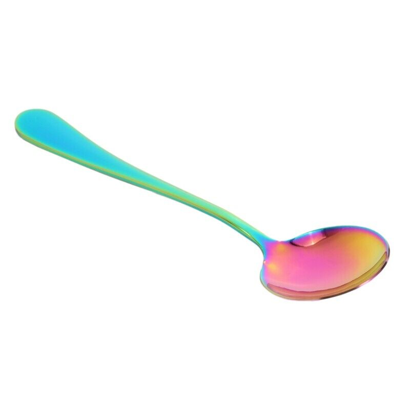 Rainbow Soup Spoons, Stainless Steel Round Spoons, Set of 6 (Soup Spoon) A1U7U7