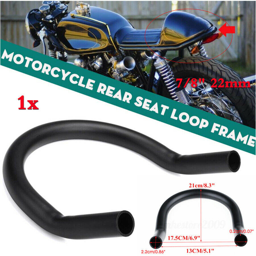 1x Black Rear Seat Hoop Frame 7/8" 22mm For Motorcycle with Flat Frame Universal