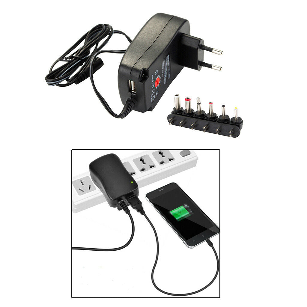 2.1A 30W 3V 4.5V 5V 6V 7.5V 9V 12V AC DC Charger Power EU Adapter Converter