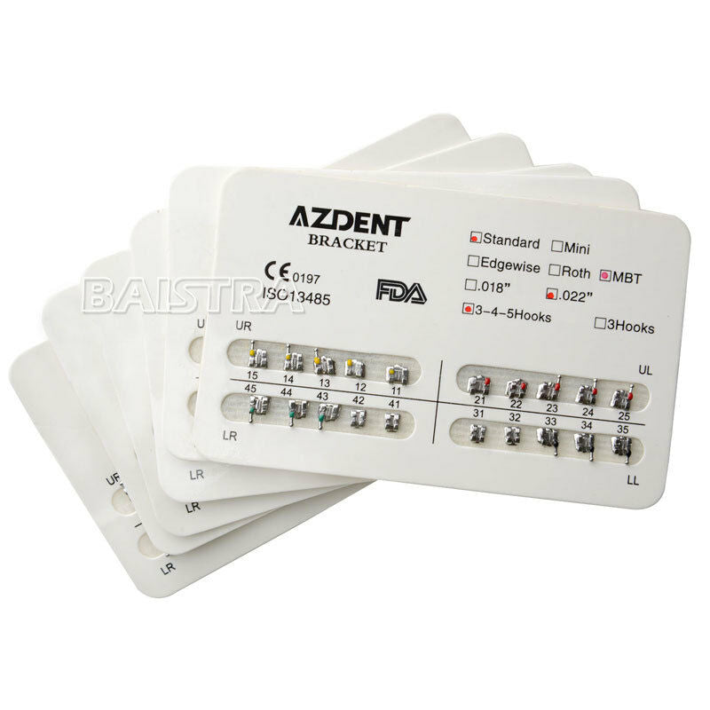 20 Kits Dental Orthodontic Bracket Brace Standard MBT Slot.022 Hook3-4-5 AZDENT