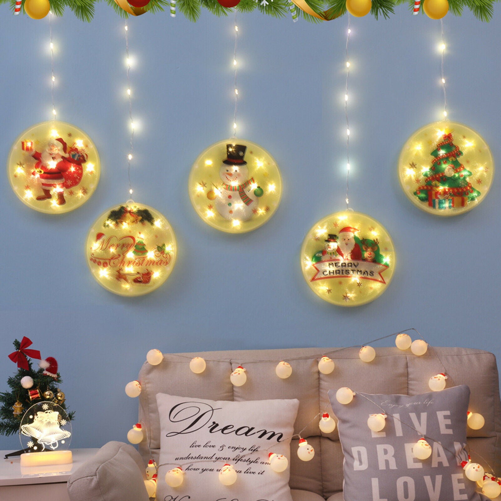 Christmas String Lights Waterproof Outdoor Fairy Lights Holiday Yard Garden
