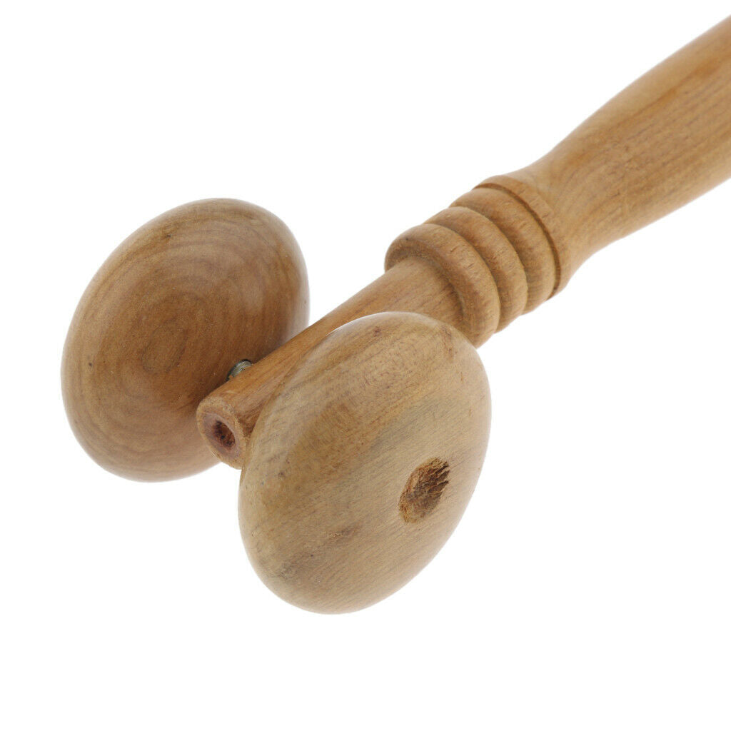 2x Two-point Massage Roller Massage Sticks   Point Made of Wood for Face