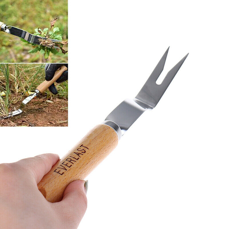 Stainless Steel Garden Weeder Hand Weeding Removal Roots Cutter Puller Tools IE