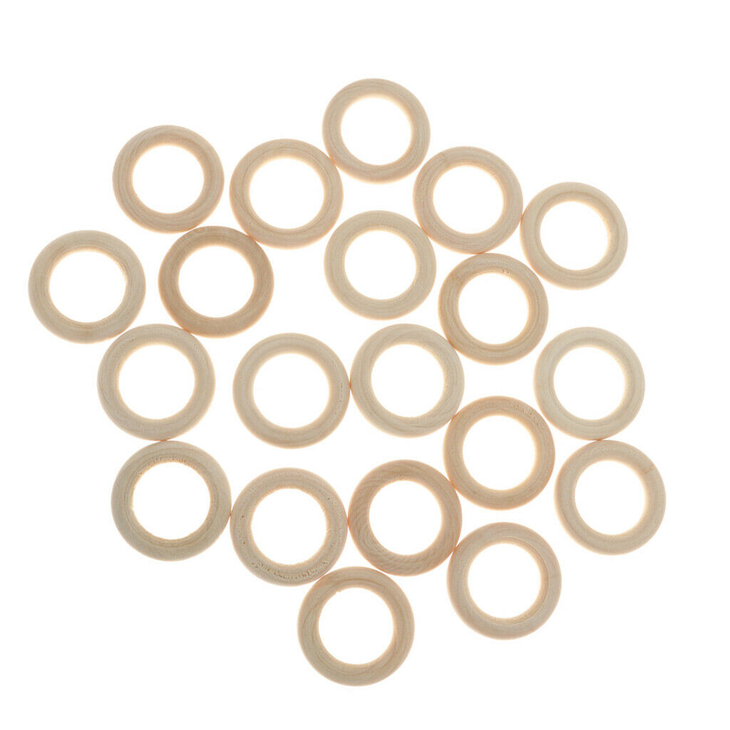 20x Natural Wood Loop Blank Wooden Ring Making Jewelry Finding Kids Gifts