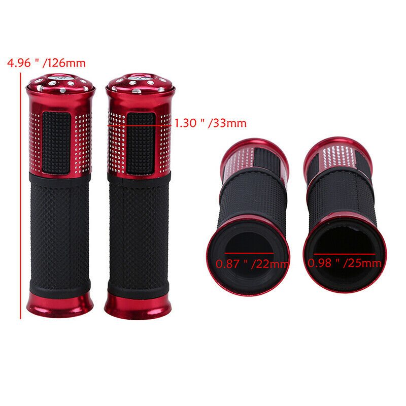 Pair Motorcycle 7/8" Hand Grips Handle Bar Rubber Gel For YAMAHA Suzuki BMW