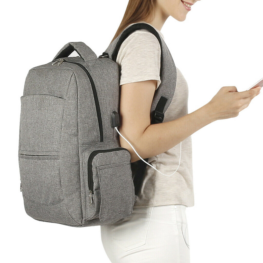 Large Capacity Business Travel Backpack Mummy Bag with USB Port Gray