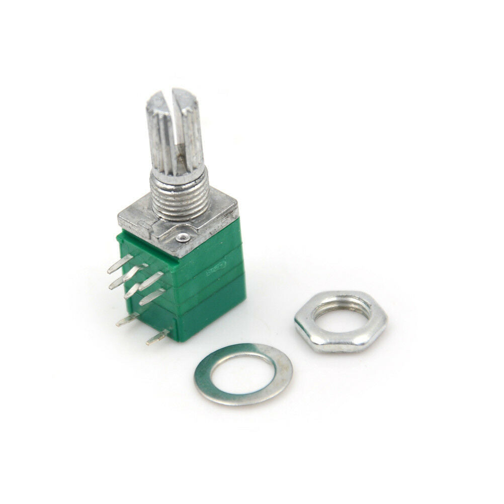 8Pin Knurled Shaft Double Linear B 50K ohm Rotary Potentiometer RV097NS Pip WF