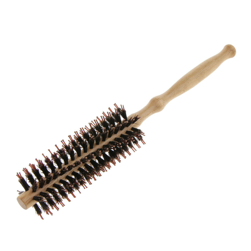 Wood Handle Round Hairdressing Schima Superba Bristle Comb Hairbrush
