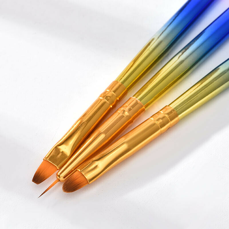 3PCS Acrylic UV Gel DIY Nail Painting Drawing French Tips Manicure Pen Brush Set