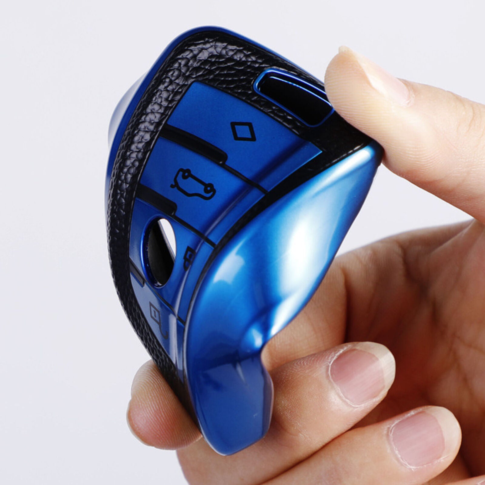 Smart Key Fob Shell Protect Cover Blue TPU Leather For BMW 2 3 5 7 X1 X3 X5 X6