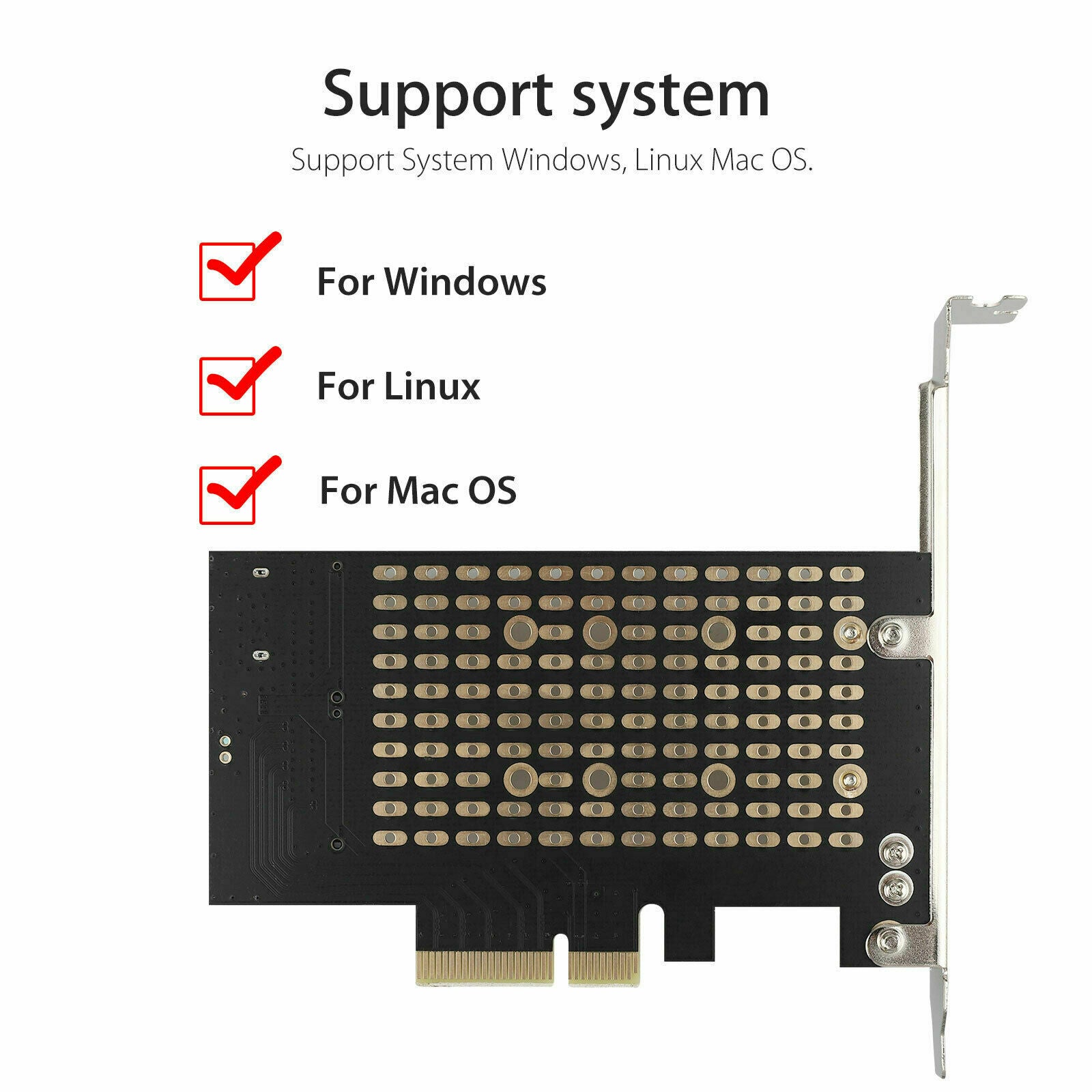 M.2 NGFF to Desktop PCIe x4 x8 x16 NVMe Dual SSD SATA PCI Express Adapter Card