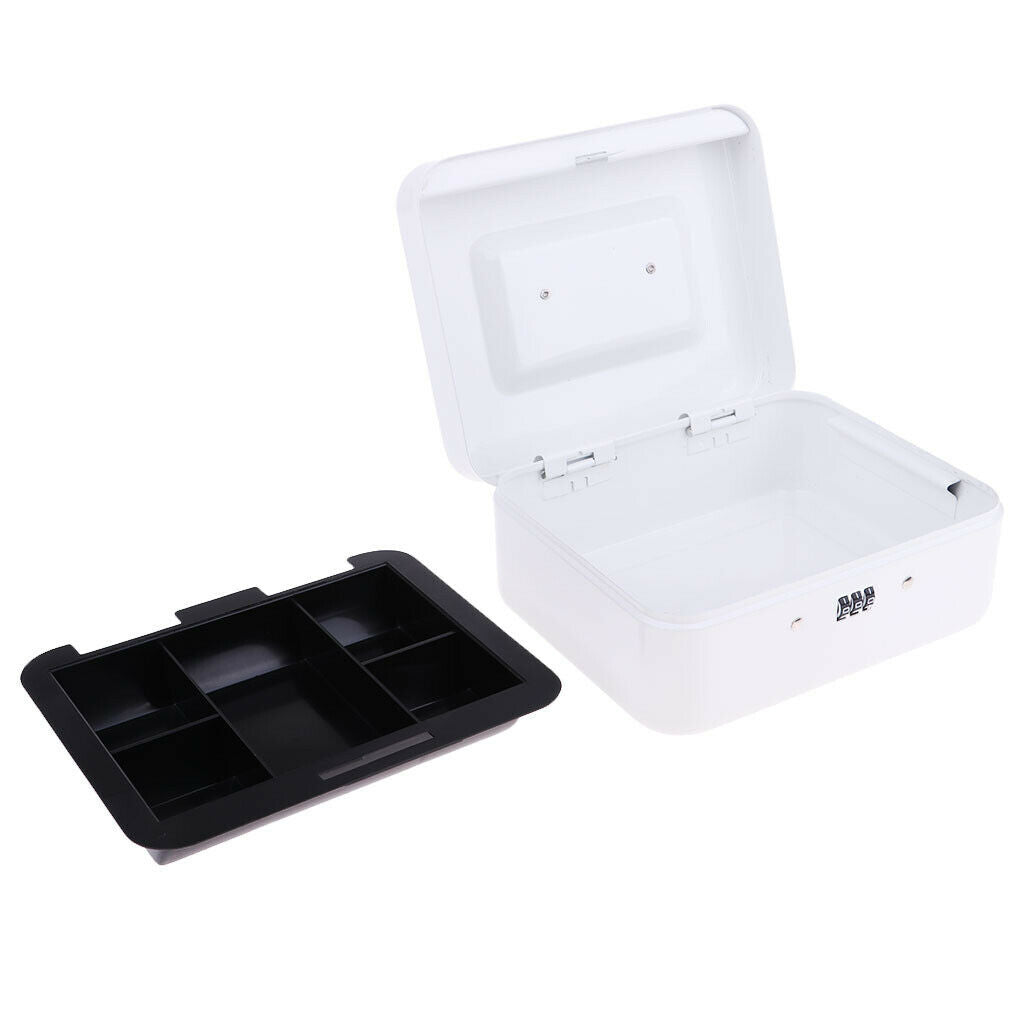 Small Metal Money Box Coins Cash Saving Box Piggy Bank for Security White
