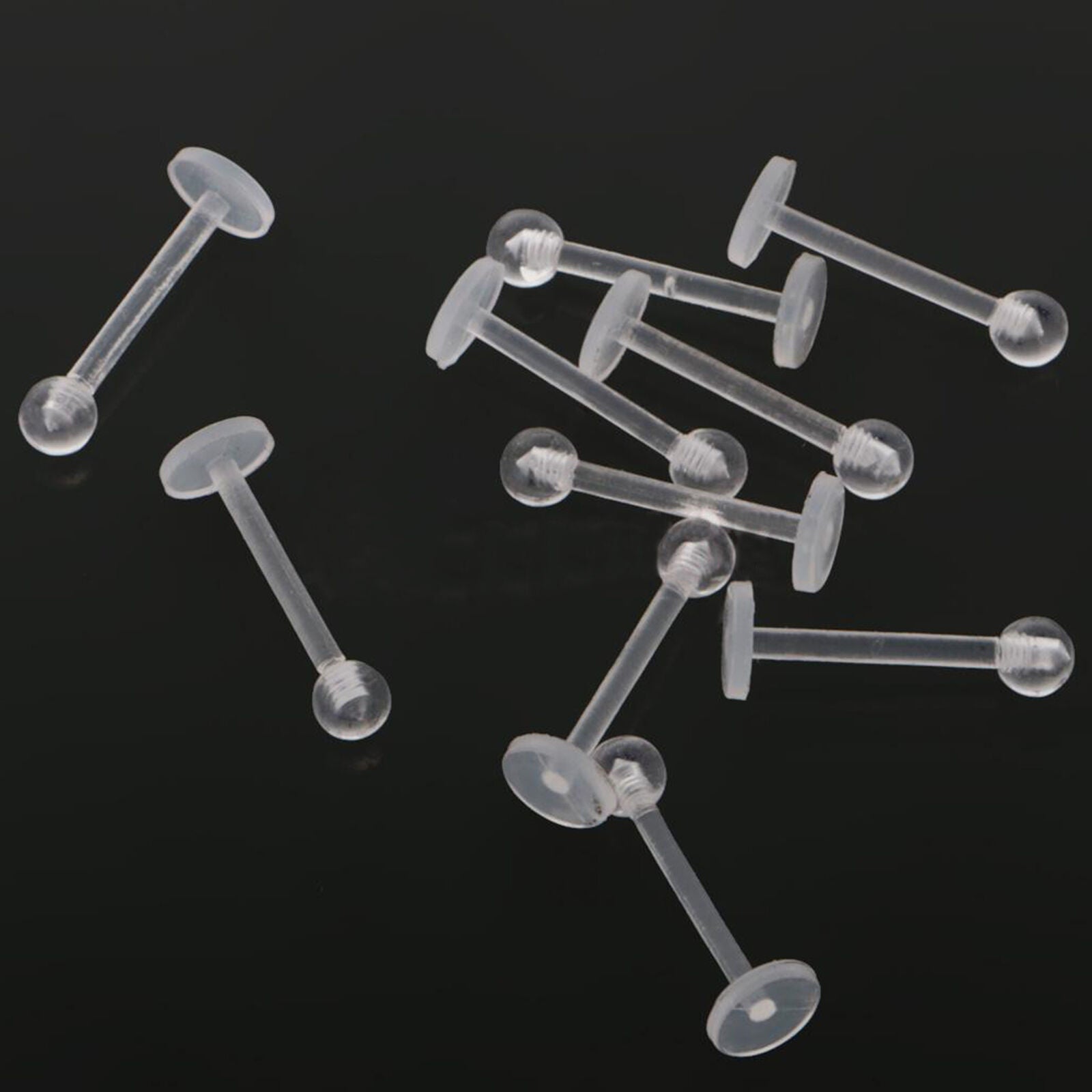 10pcs Clear Transparent Acrylic Tongue Rings Retainers Body Piercing Jewelry