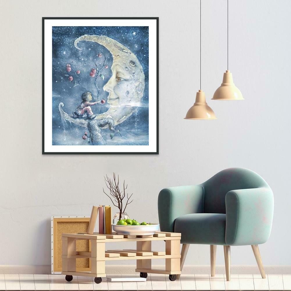 5D DIY Full Drill Diamond Painting Moon Face Cross Stitch Mosaic Craft Kit @